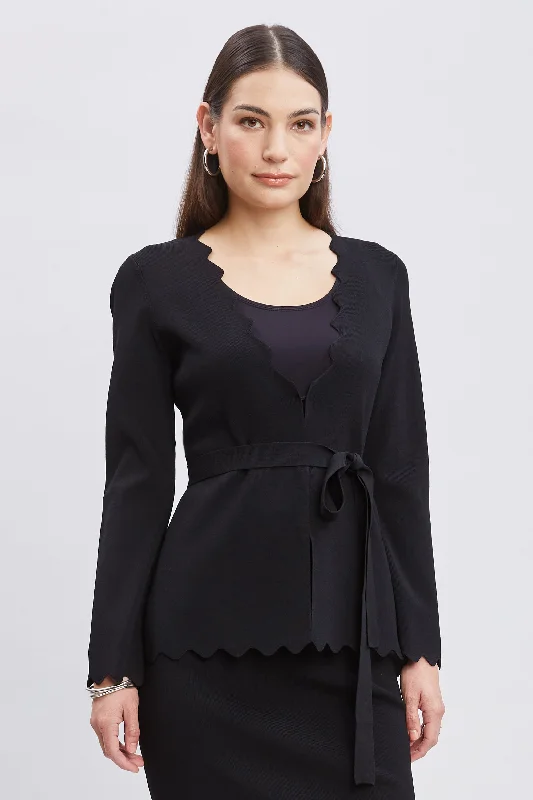 The Best Prices Belted Scallop Cardigan