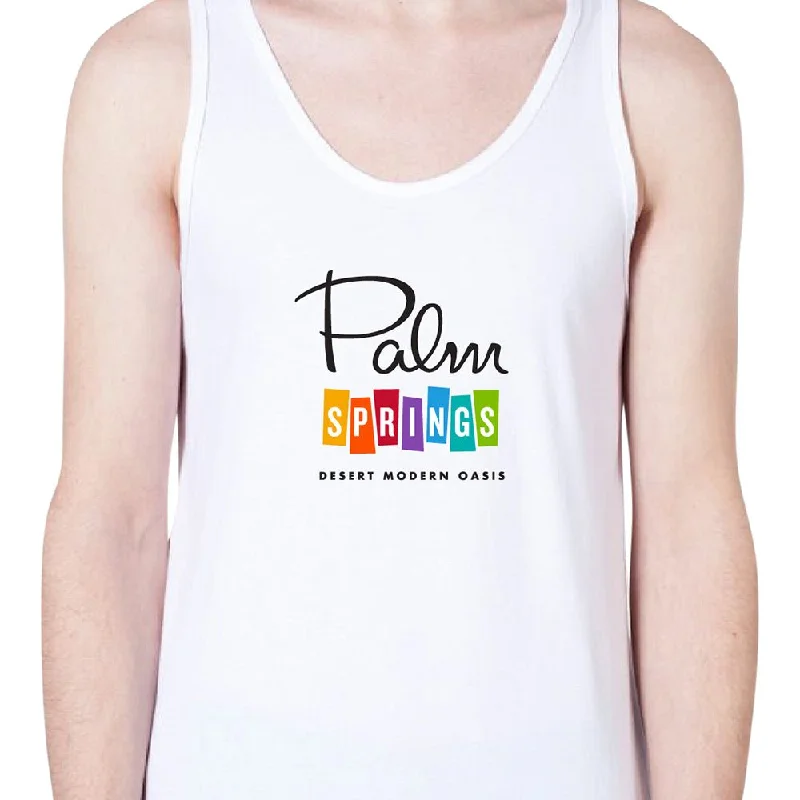 Palm Springs Rainbow Tank Top - White