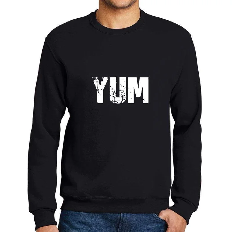 Men's Printed Graphic Sweatshirt Popular Words YUM Deep Black