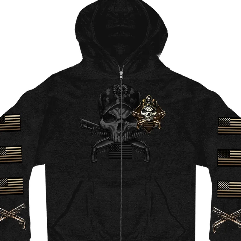 Special Savings Hot Leathers GMZ4415 Men’s ‘Camo Skull’ Black Hoodie with Zipper Closure