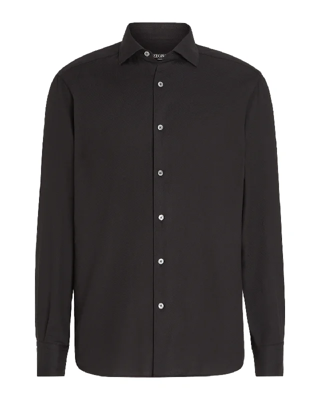 Quick Deals Black Solid Cashco Sportshirt