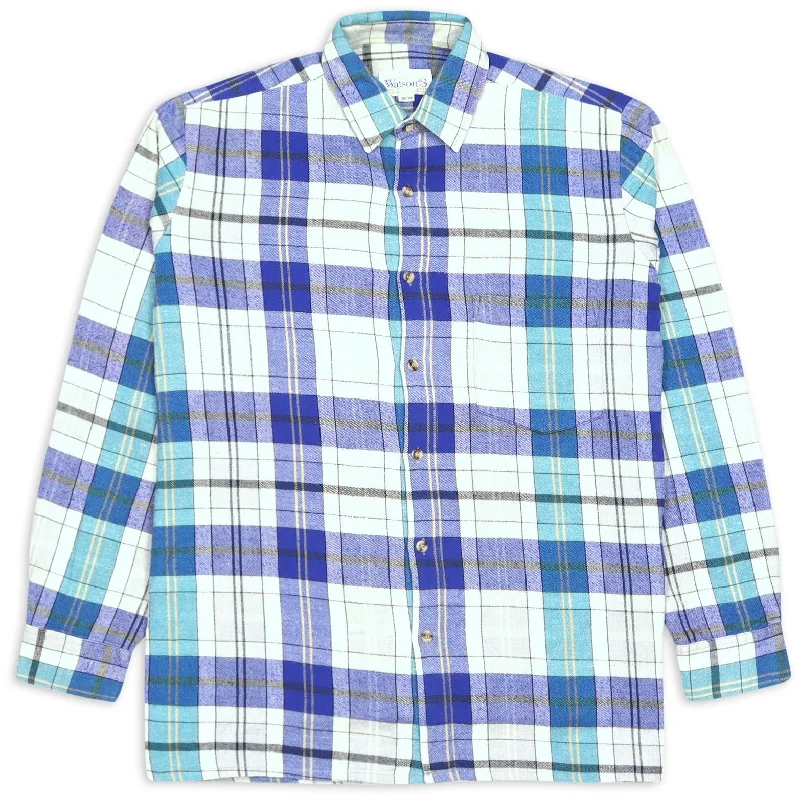 Watson's Checkered Flannel Shirt Navy Blue Cream