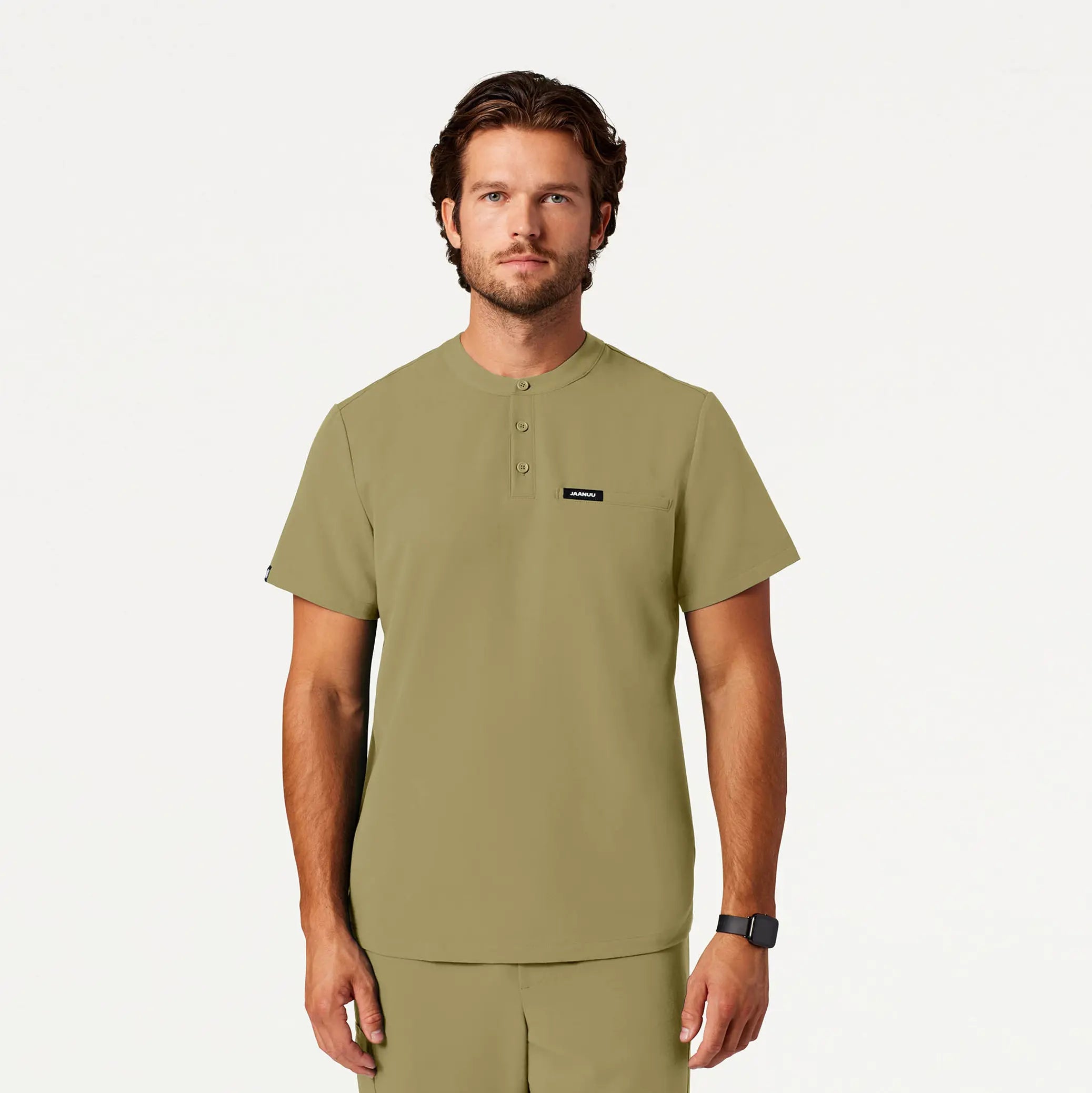 Special Discount Jaanuu Men's Reeve Henley Scrub Top - Ceramic Khaki