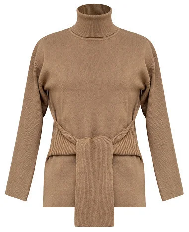 Weekend Specials to Grab Turtleneck Top With Self Belt