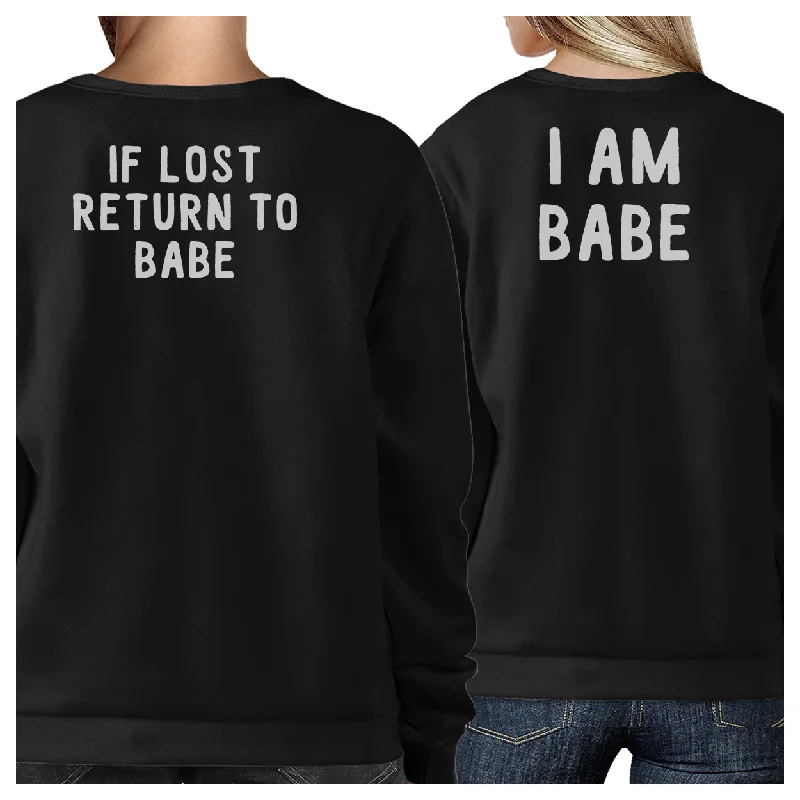 Weekend Discounts to Indulge In If Lost Return To Babe And I Am Babe Matching Couple Black Sweatshirts