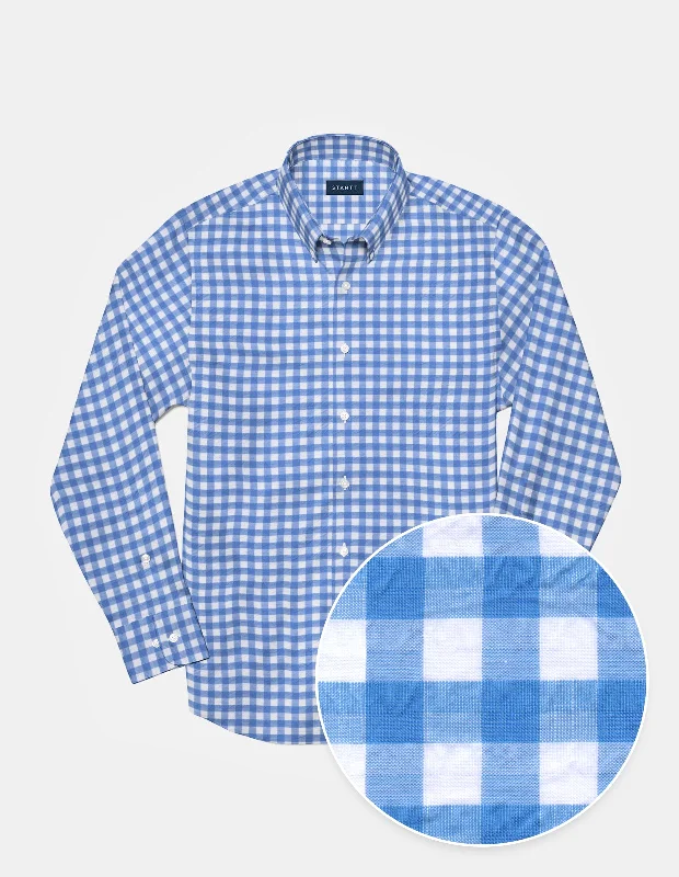 Super Deal Cornflower Blue Check Seersucker