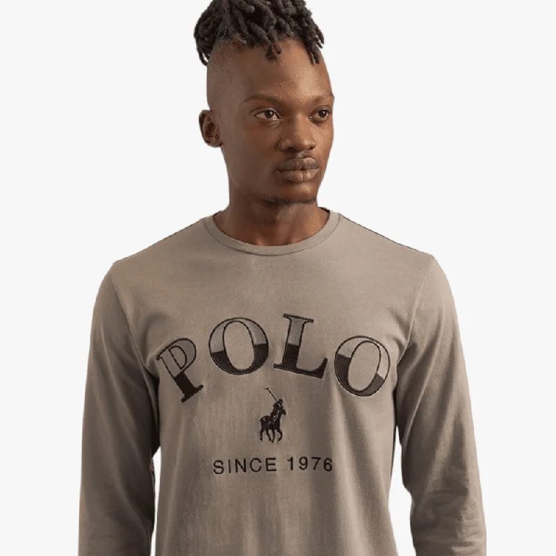 Warehouse Sale Polo Mens Embroidery Long Sleeve Tee Charcoal
