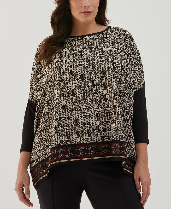 Weekend Deals to Brighten Your Day Plus Size Medallion Print Knit Woven Top