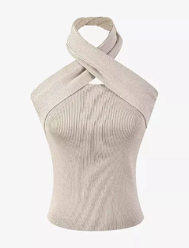 Unmissable Sale Knit Halter Neck Sweater Top