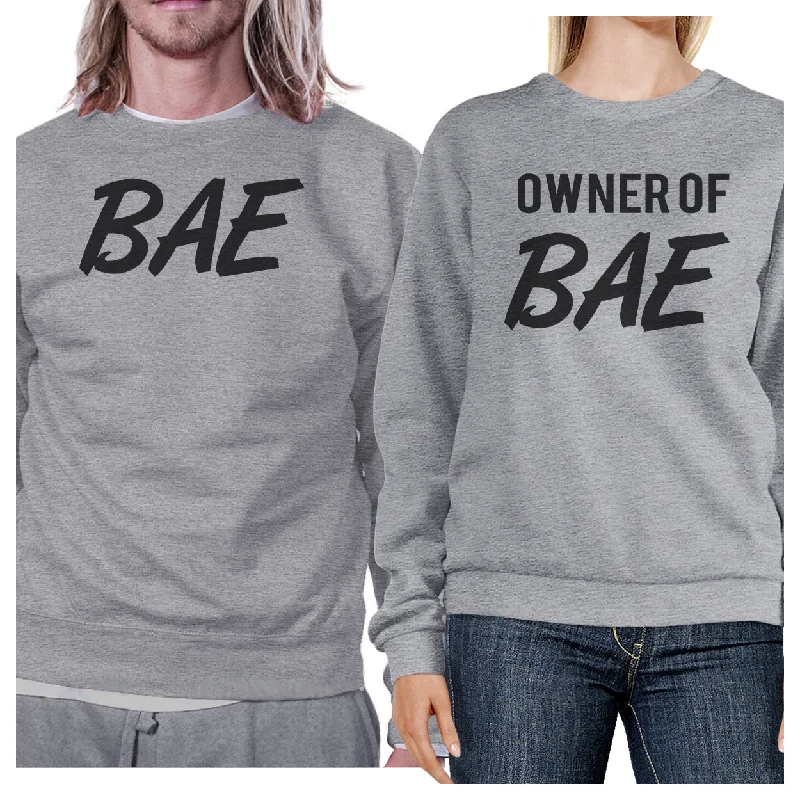 Weekend Savings Delight Bae And Owner Of Bae Matching Couple Grey Sweatshirts