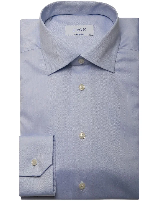 Weekend Wonders Await! Basic Light Blue Twill Dress Shirt