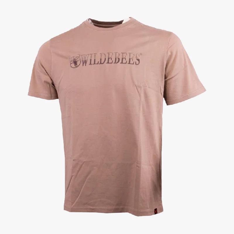 Wildebees Mens Split Embroid Short Sleeve Tee Desert Sand