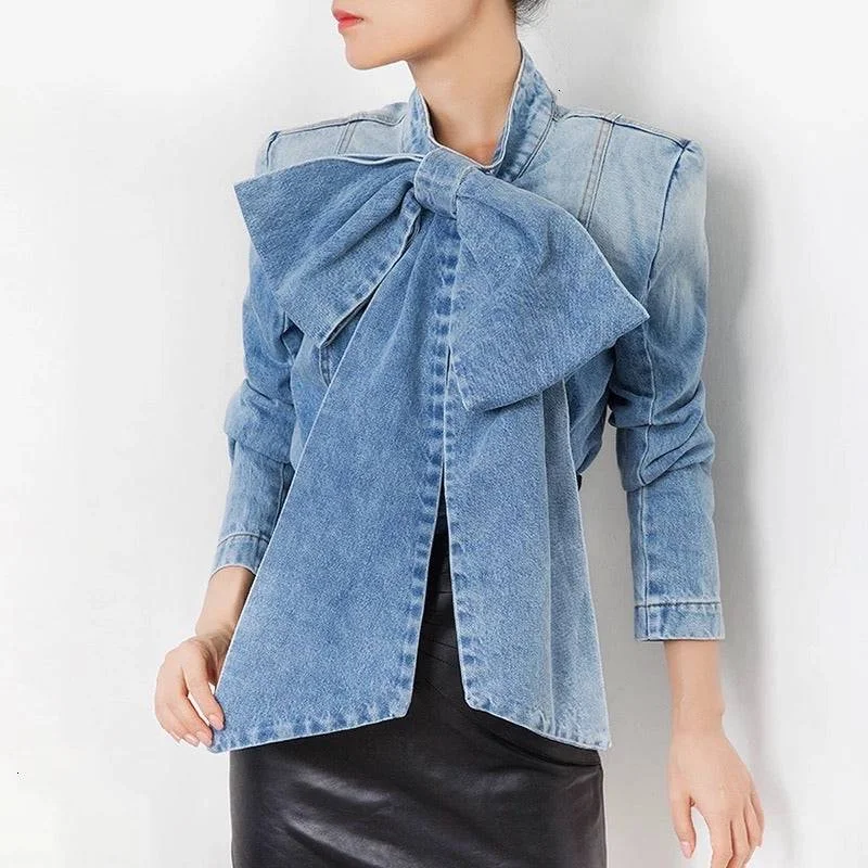 Special Price Denim Bow Knot Shirt