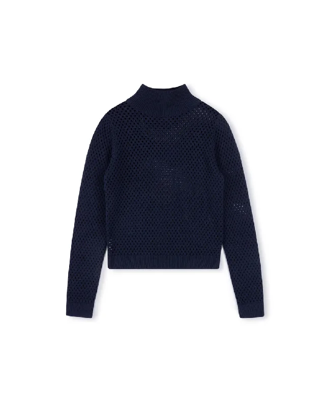 Sale Event Mesh Mock Neck Knit Top