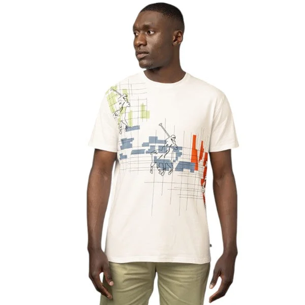 Doorbuster Deal Polo Mens Distorted Printed Short Sleeve Tee Off White