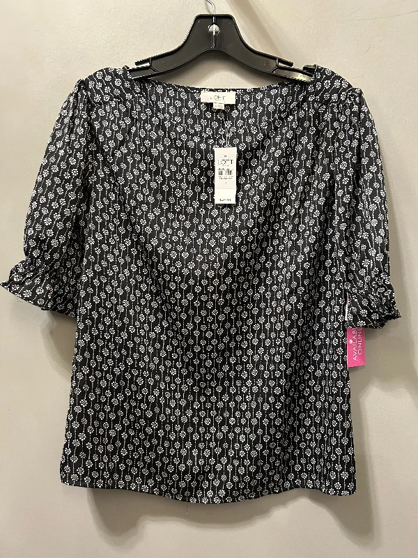 Weekend Specials to Snag Top Short Sleeve By Loft In Black & White, Size: S