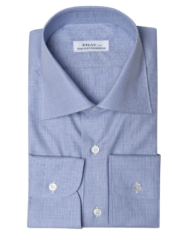 Limited Offer Royal Blue Glen Plaid Cotton Byron Dress Shirt