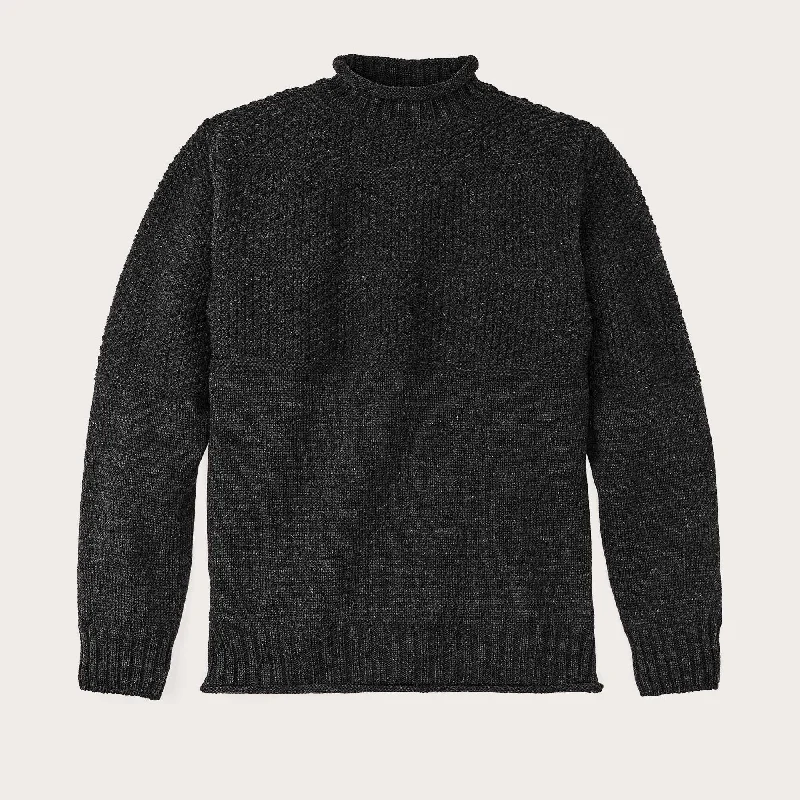 Weekend Discounts to Enjoy WOOL ROLL NECK FISHERMAN'S SWEATER
