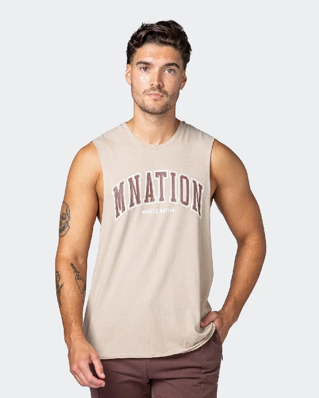 Last Chance MNation Varsity Drop Arm Vintage Tank - Washed Bone
