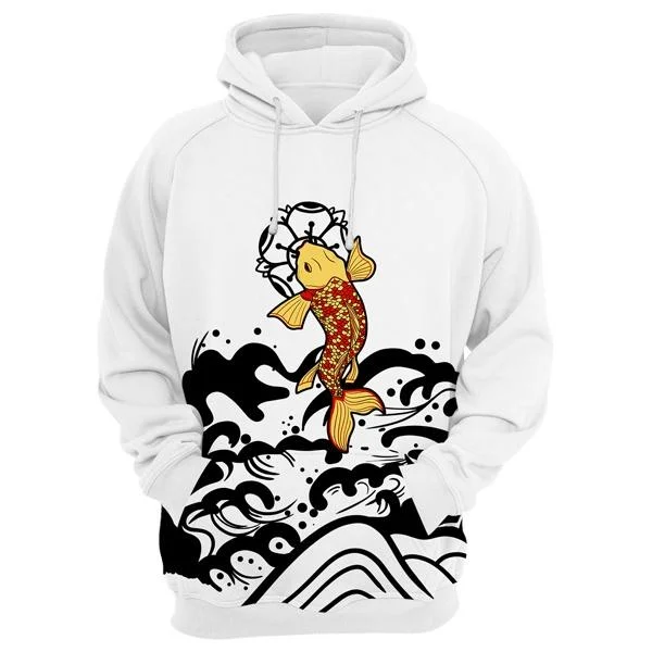 Seasonal Clearance Koi Fish White Hoodie