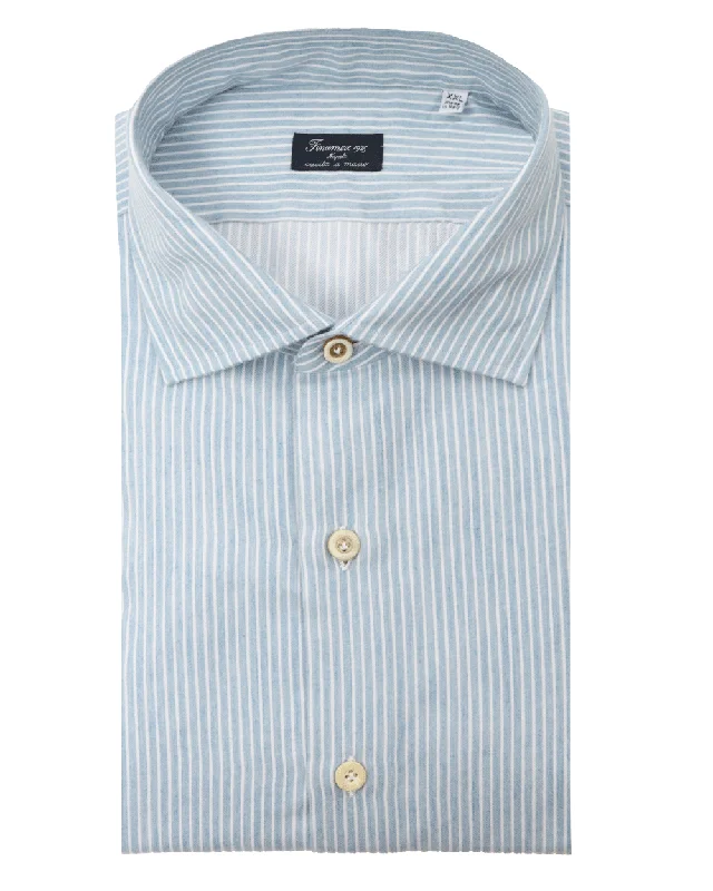 Blue and White Brushed Stripe Sportshirt