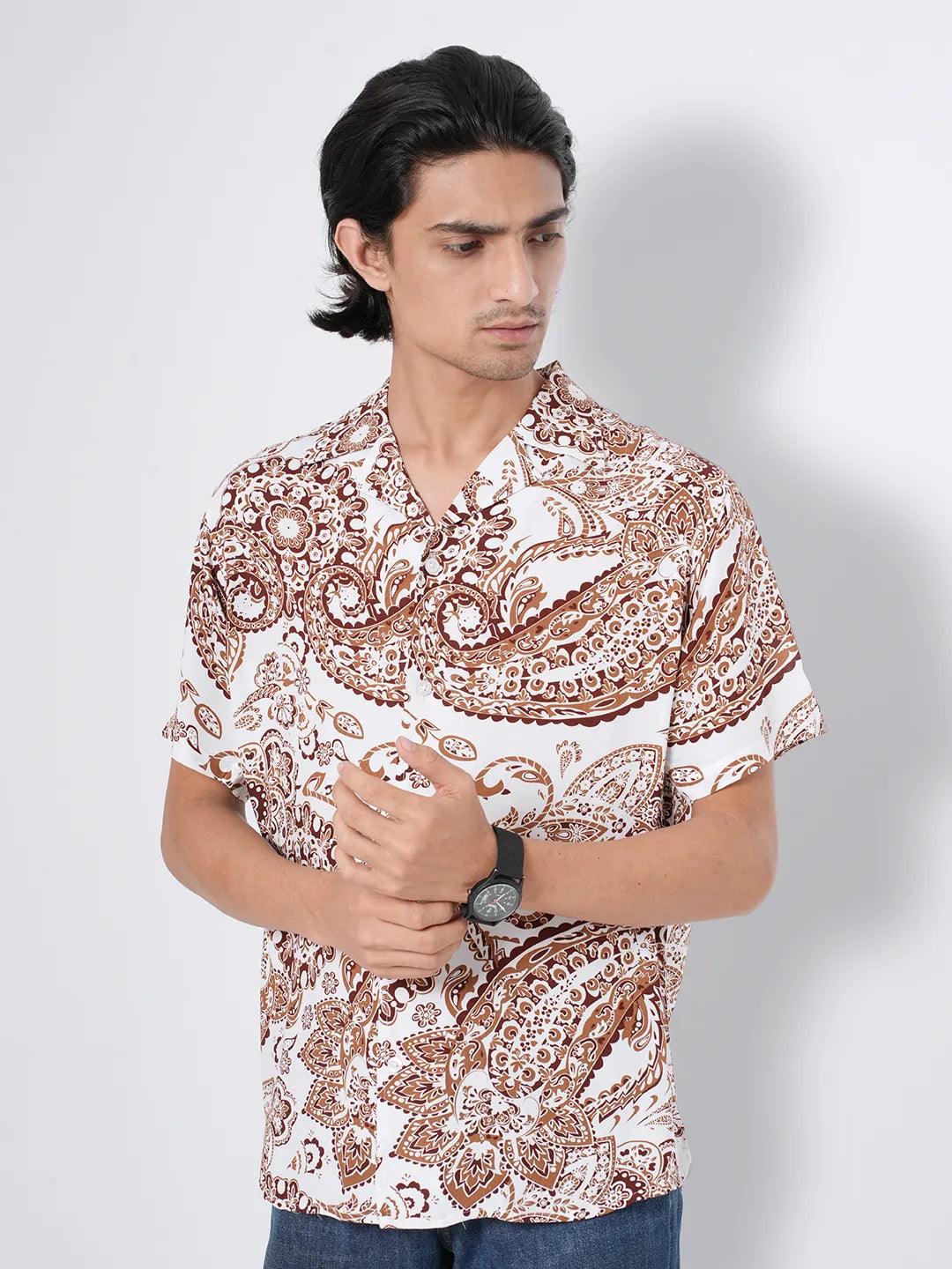Fantastic Deals Men's Relax Short Sleeve in Paisley Shirt