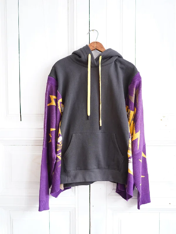 Weekend Savings Extravaganza Unlogical Poem Cat Knitted Patchwork Black Hoodie