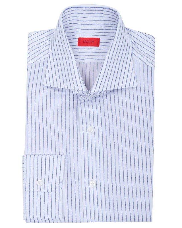 White and Navy Mix Dress Shirt