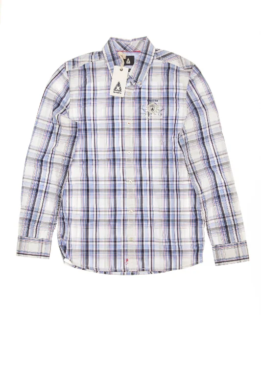Closeout Deal Gaastra - Blue Plaid Button Up Long Sleeve Dress Shirt -