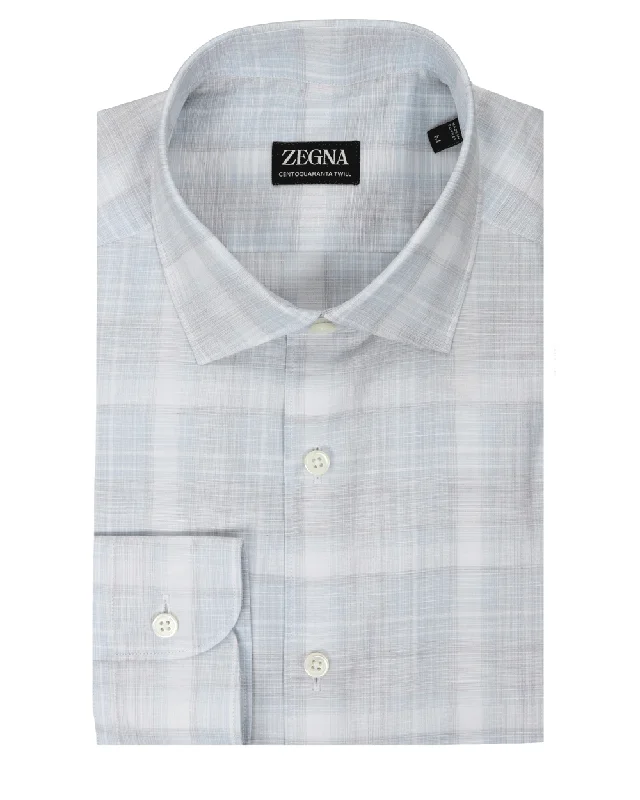 White and Blue Overcheck Sportshirt