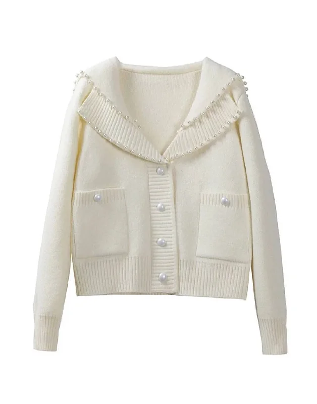 Reduced Price Pearl Trimmed Pocket Soft Cardigan