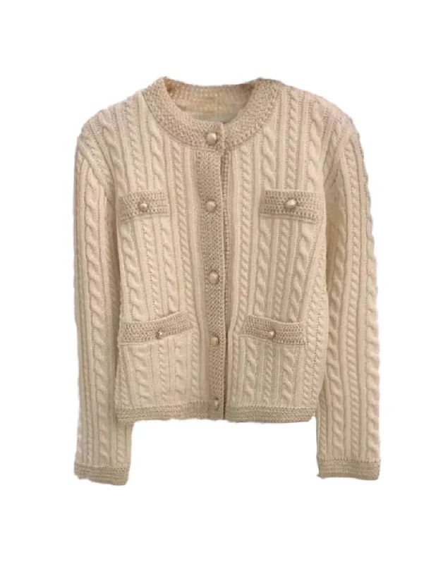 Crazy Deal Knitted Cardigan With Pearl Buttons