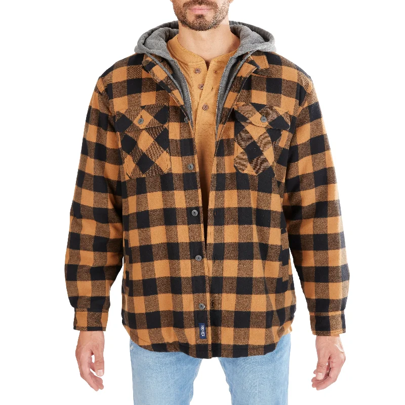 Unmissable Offer SHERPA-LINED HOODED FLANNEL SHIRT-JACKET