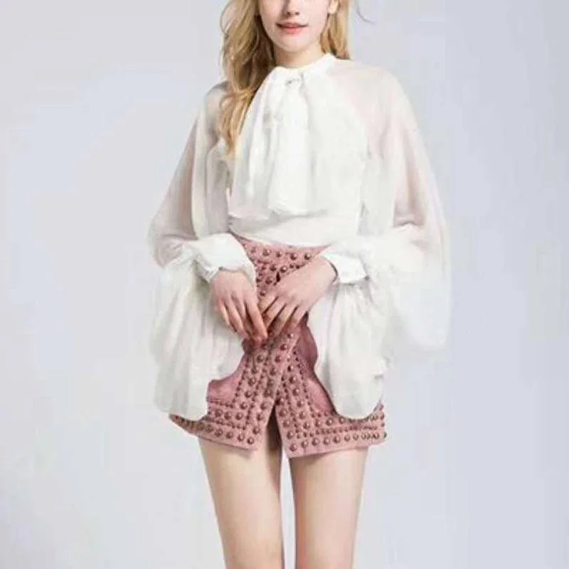 Instant Deal Chiffon Transparent Exaggerated Sleeve Shirt