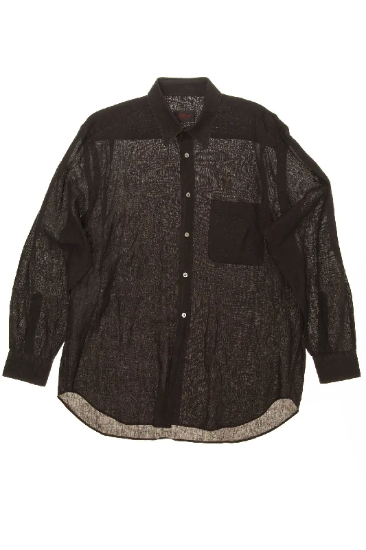 Savings Event Brioni - Black Linen Men's Button Up Dress Shirt - L