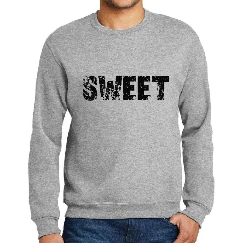 Super Sale Men's Printed Graphic Sweatshirt Popular Words SWEET Grey Marl
