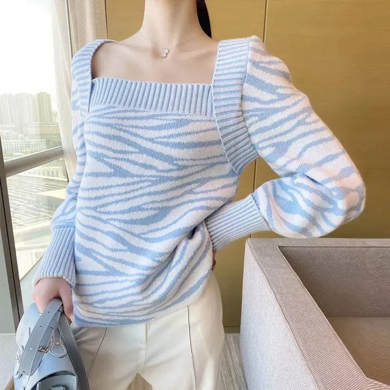 Weekend Sale: Don't Miss Out Blue Zebra Print Sweater