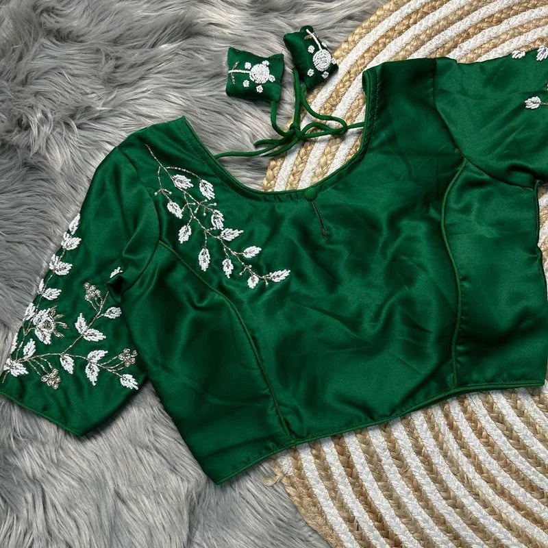 Best Seller Women's Green Colour Pure Silk Readymade Blouse