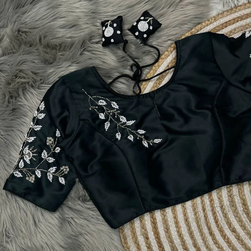 Unmissable Sale Women's Black Colour Pure Silk Readymade Blouse