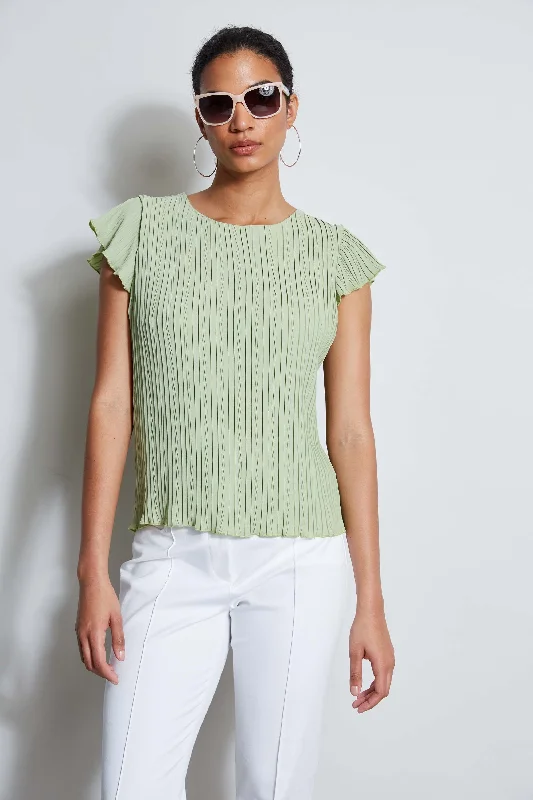 Weekend Offers That Shine T-Tahari Flutter Sleeve Plisse Shirt