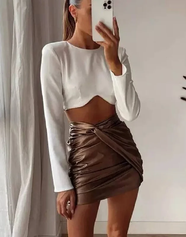 Weekend Savings Bonanza White Cropped Diamond Edge Top