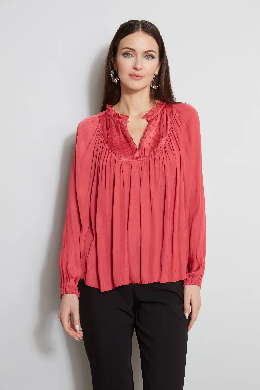 Take Action T-Tahari Pleated Blouson Shirt