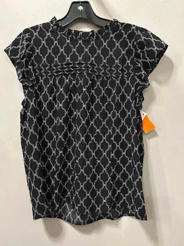 Weekend Discounts to Delight Top Short Sleeve By Loft In Black & White, Size: S