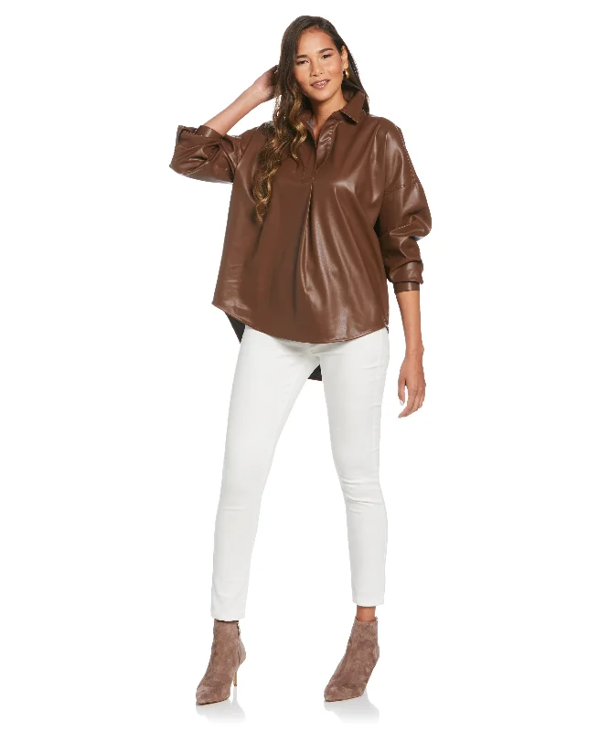 Now or Never Vegan Leather Popover Top