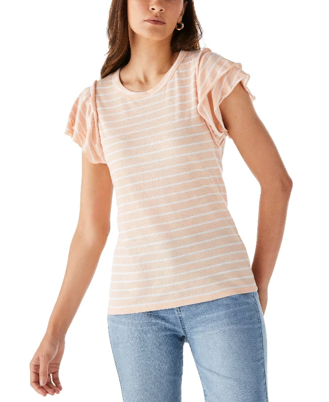 Weekend Savings Fiesta Petite Stripe Ruffle Sleeve Tee