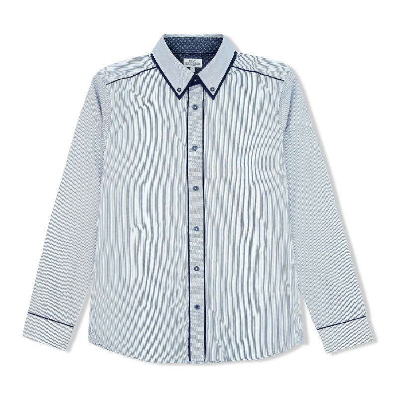 Reduced Prices NX - Men 'Navy & white' Double Collar Classic Lining Formal Shirt NX897