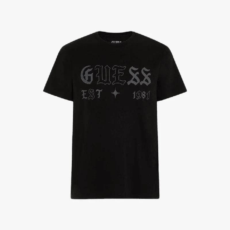 Guess Mens Gothic Logo Short Sleeve Tee Black