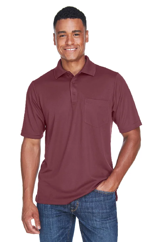 Savings Event Core 365 Mens Origin Performance Moisture Wicking Short Sleeve Polo Shirt w/ Pocket - Burgundy