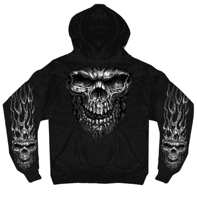 Low Cost Hot Leathers GMS4237 Men’s Black and White Shredder Skull Black Hoodie