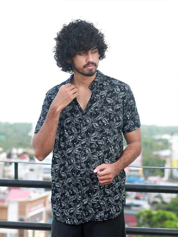 Early Bird Men Regular Fit Rayon Printed Half Sleeve Casual Shirt